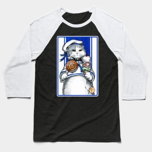 Sailor Cat With Ice Cream - White Outlined Version Baseball T-Shirt